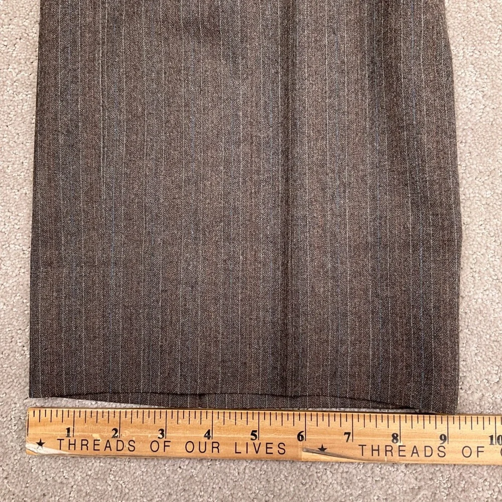 Hart Schaffner Marx Suit Mens 44R 36W Brown Geigers‎ Pinstripe Wool